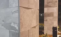 two columns at the main entrance of a new hotel