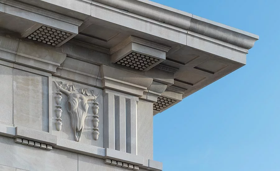 intricately carved limestone