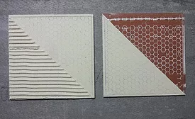 Examples of notched-back and flat-back mortar troweling