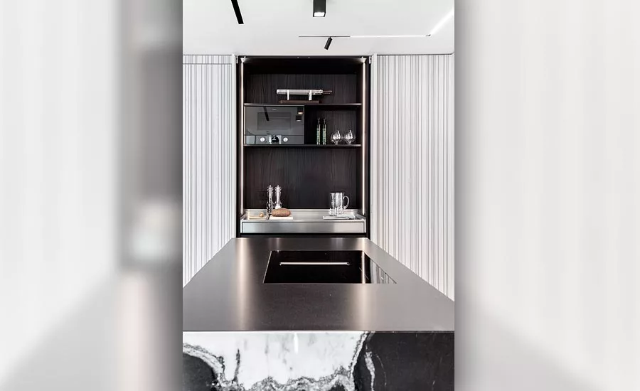Antolini Treviso: The marble fits with the contemporary design of the interior space.