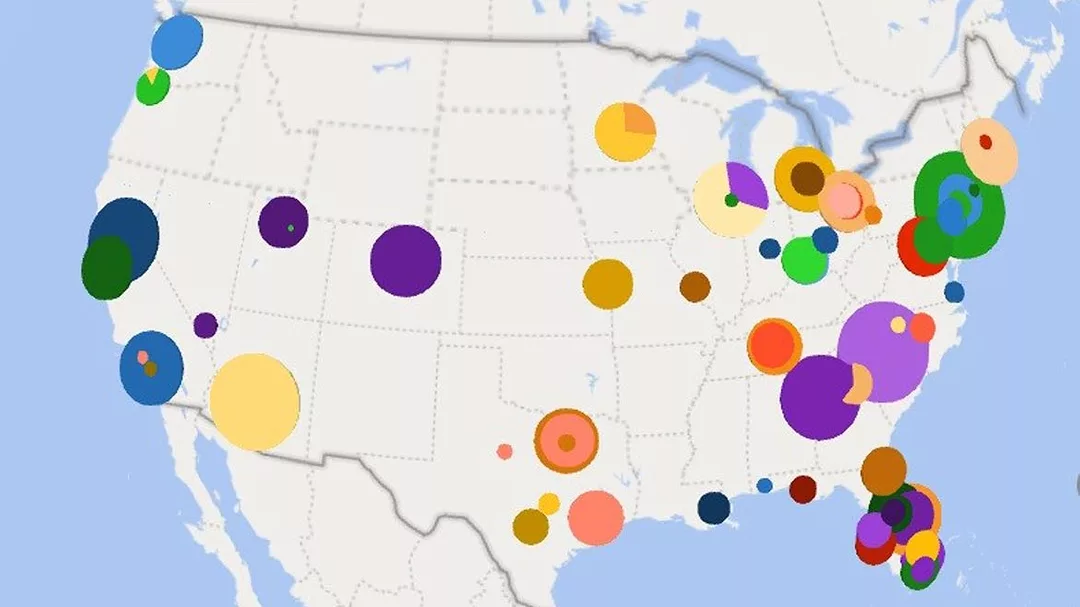 SW 1221 Spanish Stone Producer, Granisa. The map illustrates where Granisa has sold its products in North America over the past two years.