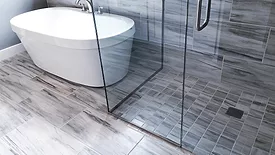 tile flooring installed in bathroom