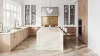 Stone of the Month: Inverness Swansea by Cambria shown in a kitchen setting.