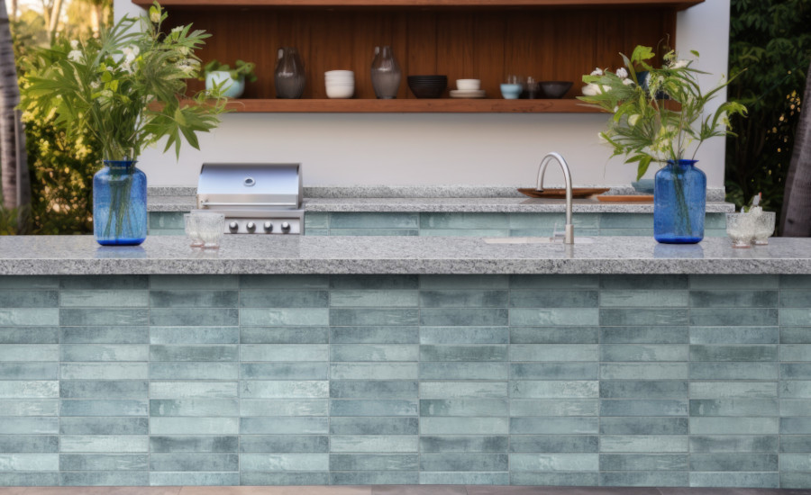Outdoor kitchens have become a “must” these days in residential outdoor designs. (Village Tildes Subway -- Scene Name Hardscape 461).