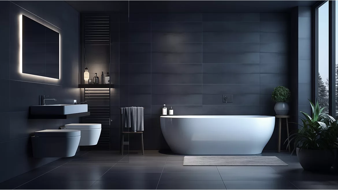 tile installation in bathroom