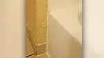 Water damage to the drywall tub apron