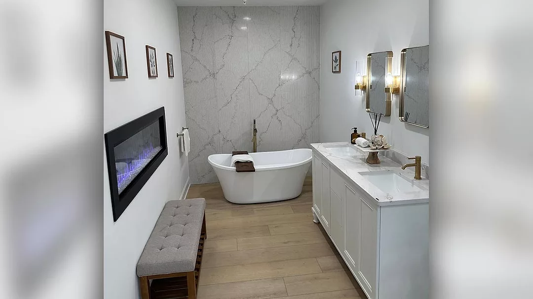 a luxurious, modern bathroom or master suite
