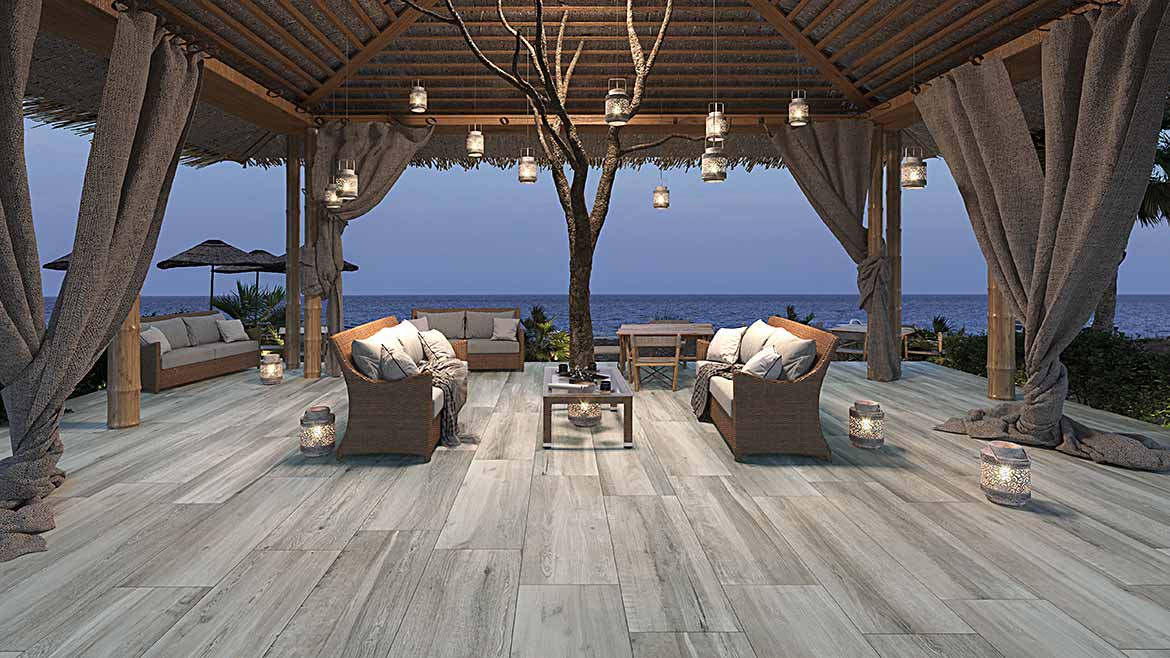 the Aequa wood-look porcelain tile from Castelvetro