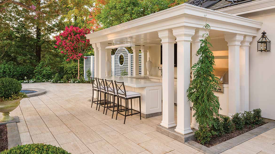 	
Continental Buff travertine tiles used in an outdoor project