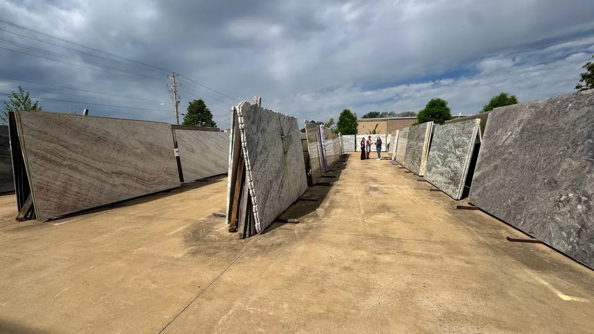 stone slabs displayed outdoors