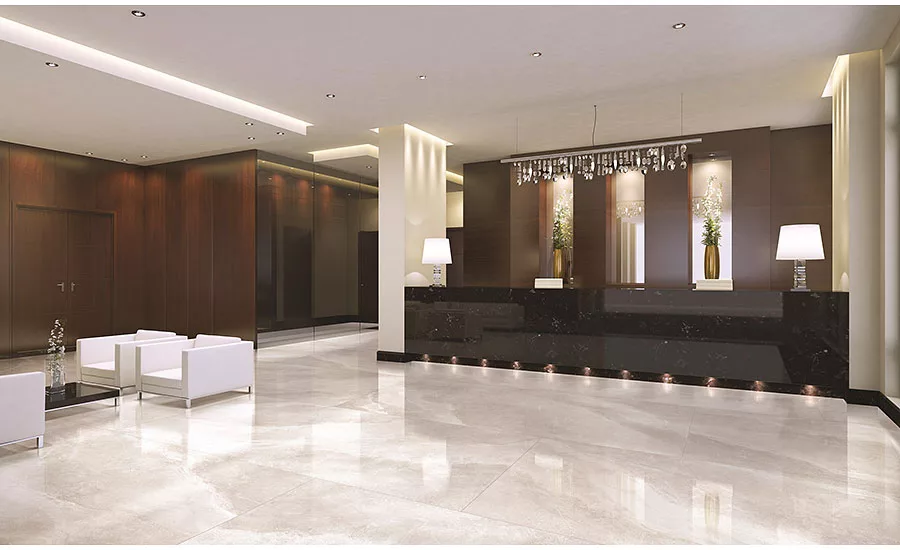 Quantum white polished floor